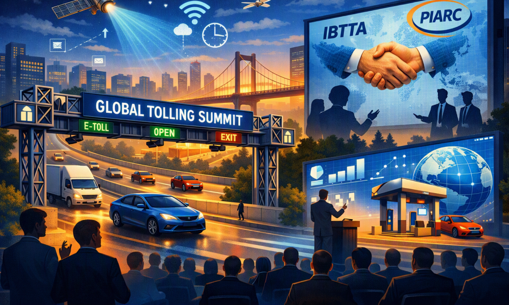 An illustration of some of the themes at the 2026 IBTTA Global Tolling Summit in Canada   