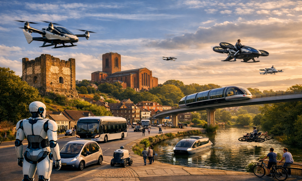 An illustration of future mobility in Guildford, Surrey 
