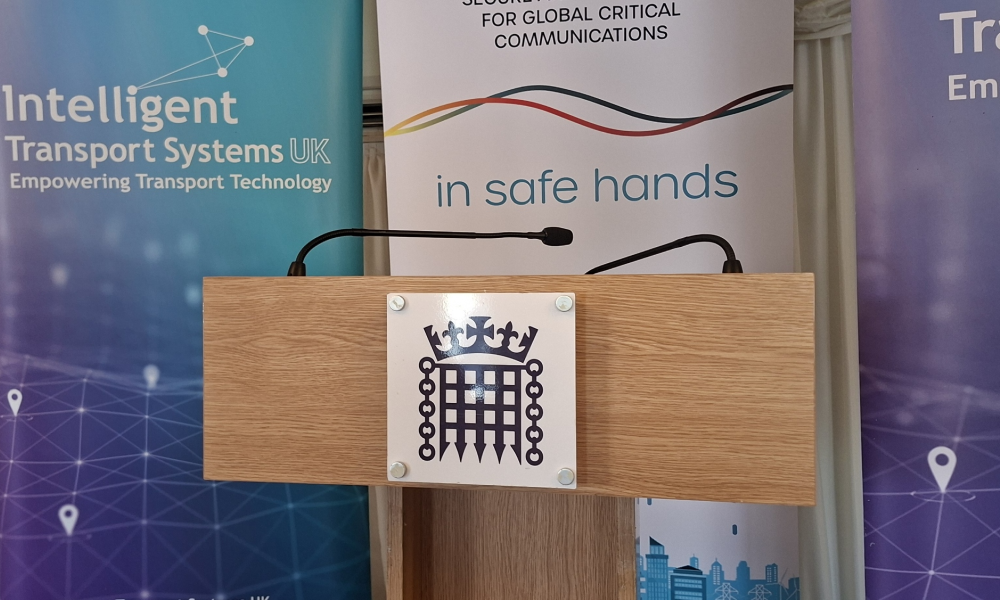 Image of the lectern at the 2026 ITS UK Parliamentary Reception 