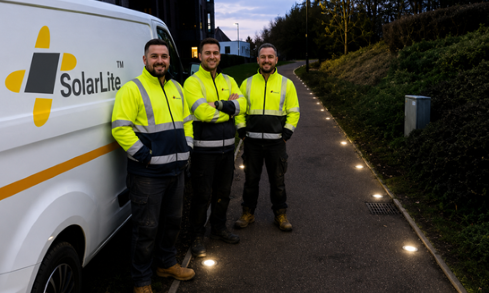 An image of SolarLite, the challenge partner giving free active road studs to local authorities 